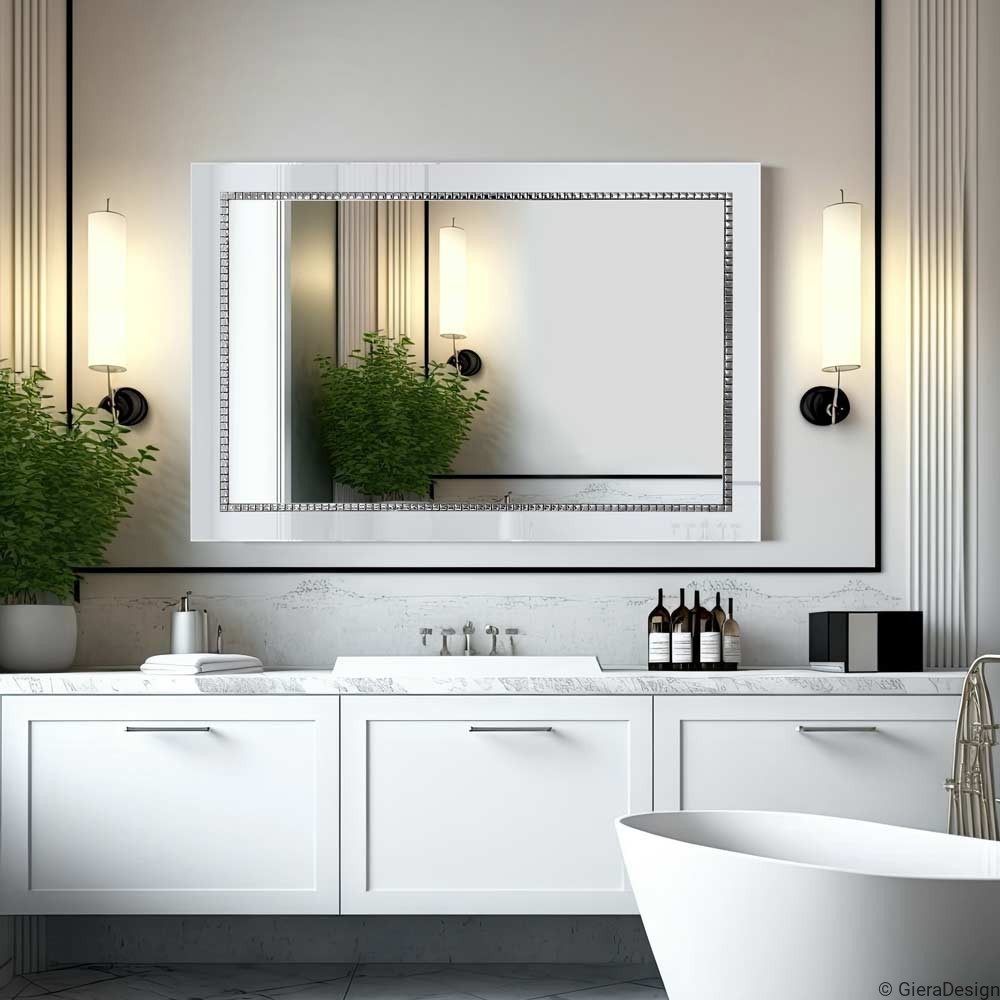 Espejo Para Baño Marco De Cristal Blanco