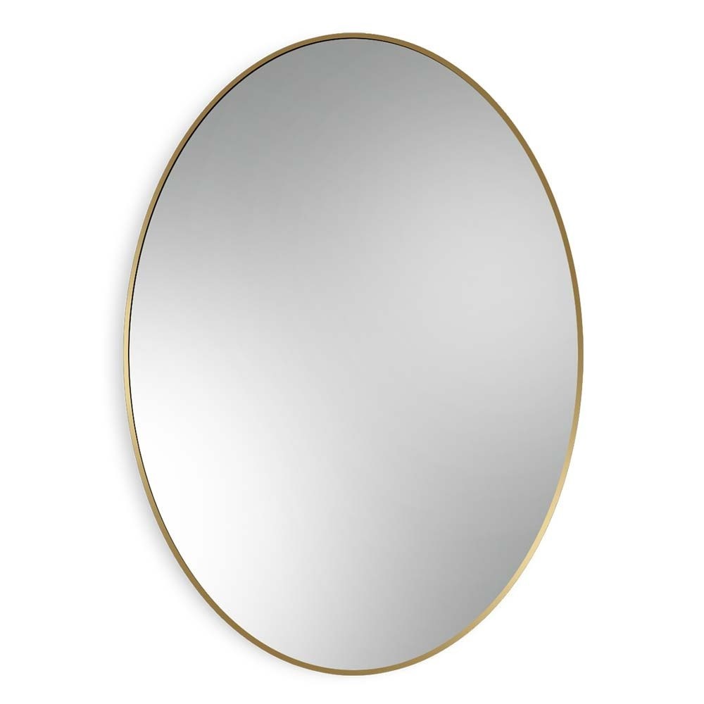Espejo Ovalado Retroiluminado Marco Metálico Dorado Saba
