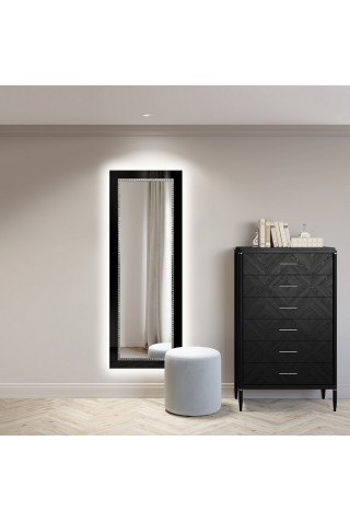 Espejo Vestidor LED Marco De Cristal Negro