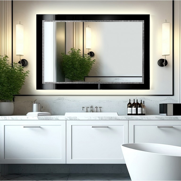 Espejo De Baño Retroiluminado Cristal Negro