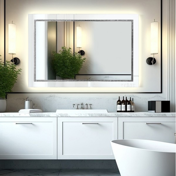 Espejo De Baño Retroiluminado Cristal Blanco