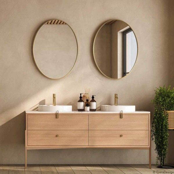 Espejo Ovalado Para Baño Marco Dorado