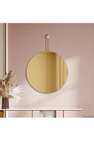 Espejo Redondo Dorado Para Salón Hoko Gold
