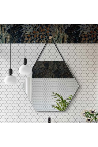 Espejo Hexagonal Con Correa De Piel