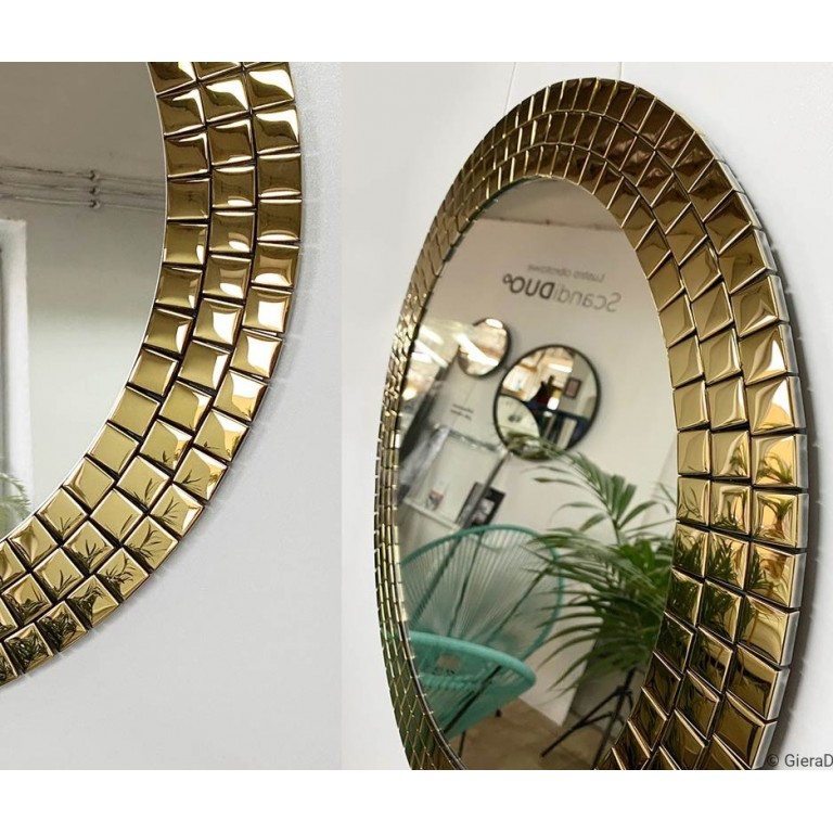 Espejo Redondo Dorado Para Baño Aurora Gold