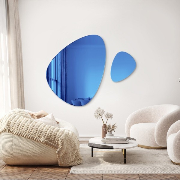 Specchio Decorativo Asimmetrico Di Colore Blu