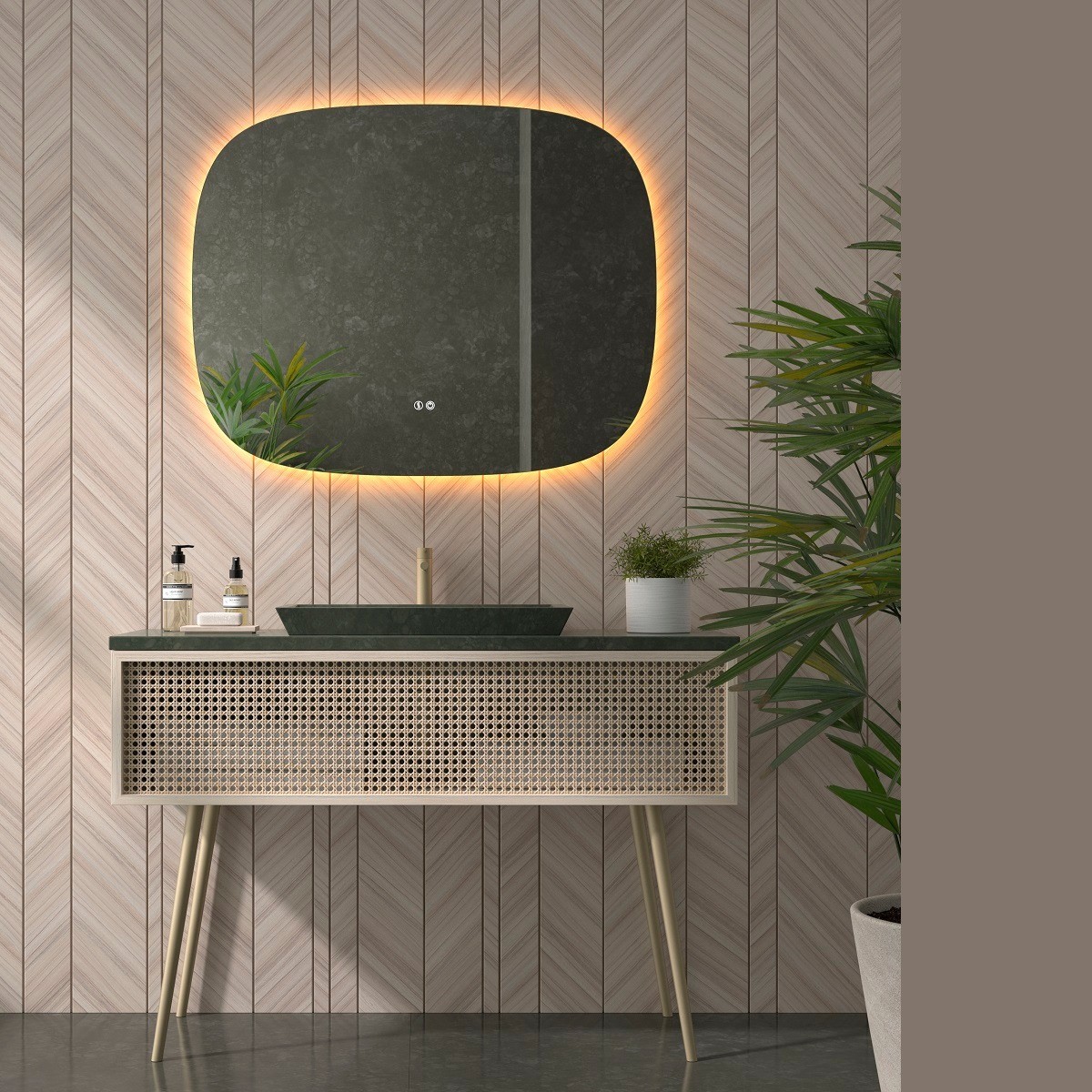 Espejo de baño retroiluminado con luz led capsule black