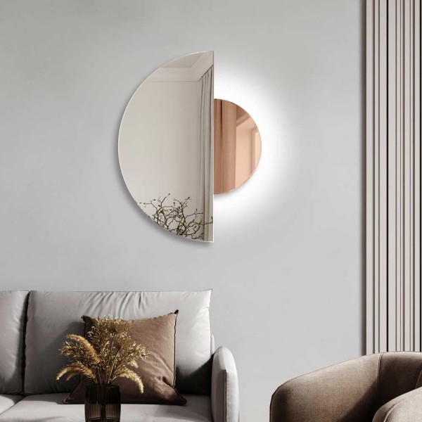 Espejo Semicircular Retroiluminado Luna Rose Gold