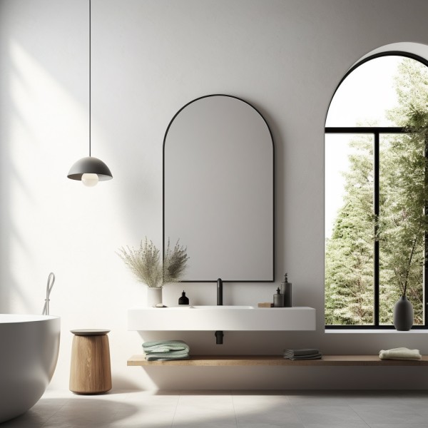 Espejo Arco Marco Negro Para Baño