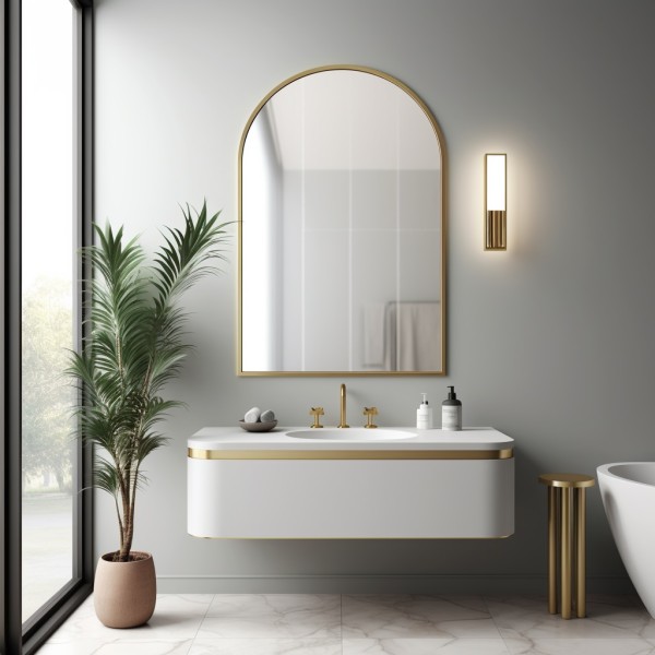 Espejo Arco Dorado Para Baño