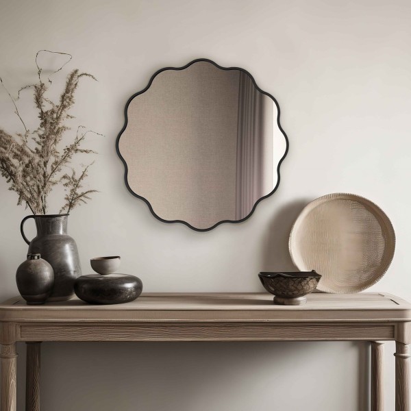 Espejo Recibidor Original Redondo Marco Negro