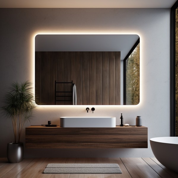 Espejo Retroiluminado Esquinas Redondeadas Para Baño