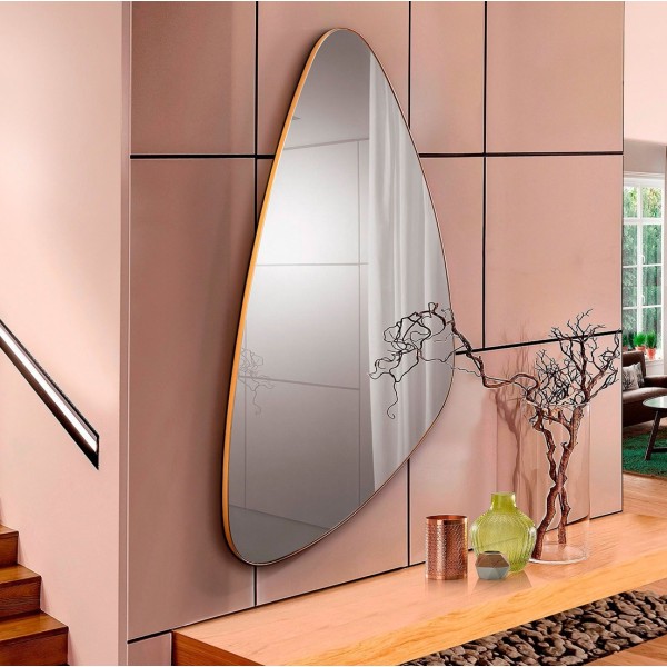 Espejo Asimétrico Grande Marco Dorado Para Recibidor