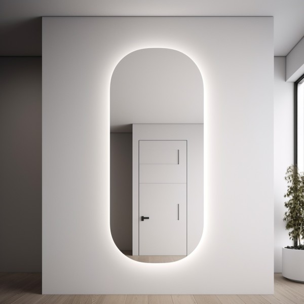 Espejo Ovalado Retroiluminado Grande Para Vestidor