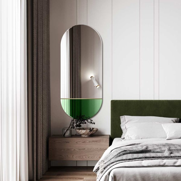 Espejo Ovalado Decorativo Cristal Verde