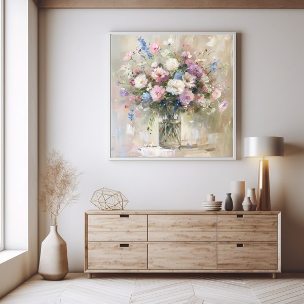 Cuadro Original Flores Abstractas Serene Blossoms