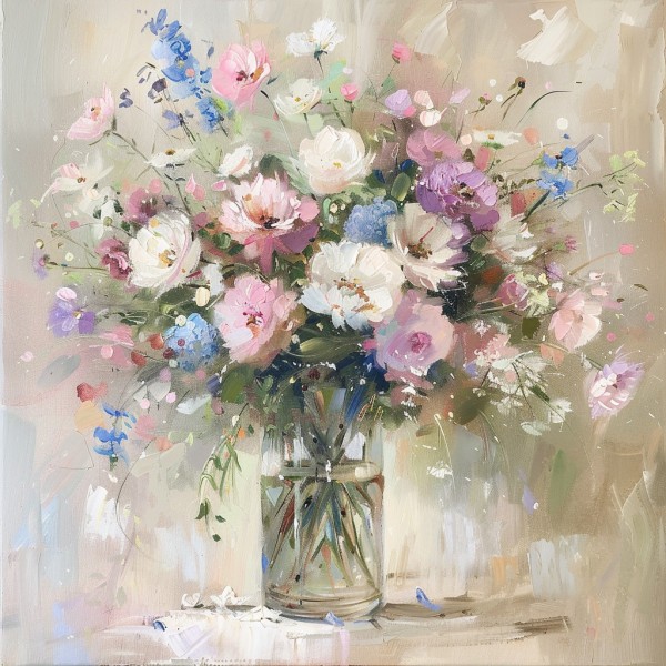 Cuadro Original Flores Abstractas Serene Blossoms