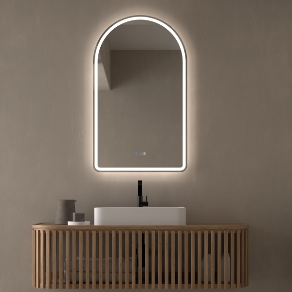 espejo forma de arco con luz led