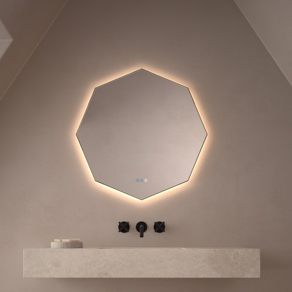 Espejo Octagonal Retroiluminado Para Baño Moderno