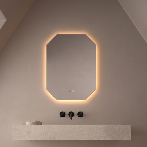 Espejo Retroiluminado Baño Forma Octogonal