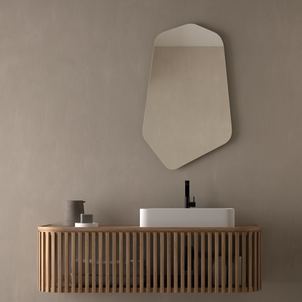 Espejo Asimétrico Sin Luz Para Baño Moderno