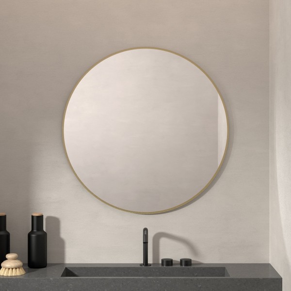 Espejo Redondo Sin Luz Para Baño Marco Oro