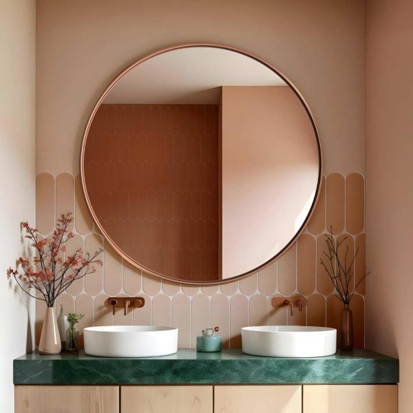 Espejo Redondo Para Baño Marco Color Cobre