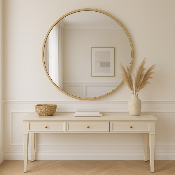Espejo Redondo Recibidor Marco Dorado