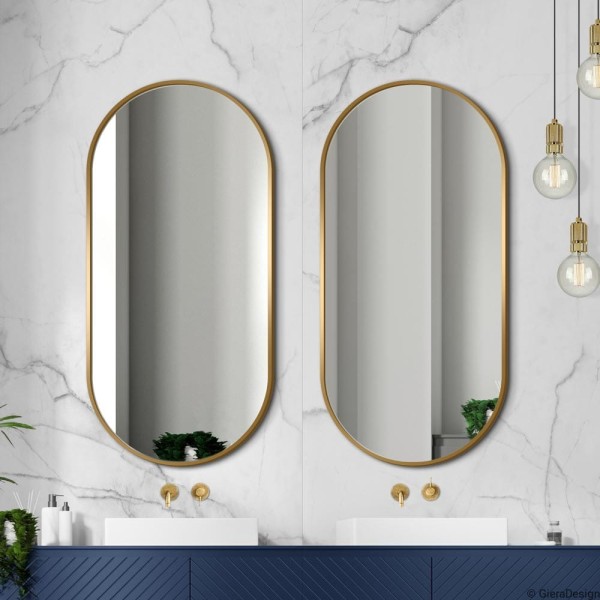 Espejo Ovalado Para Baño Marco Dorado