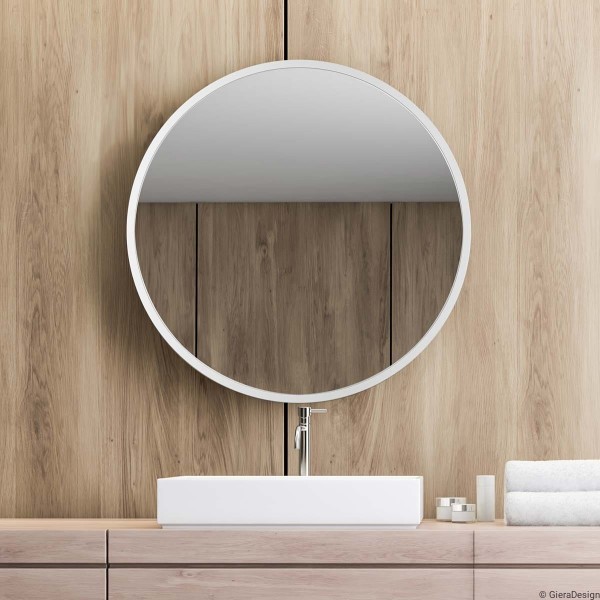 Espejo Redondo Marco Blanco Para Baño