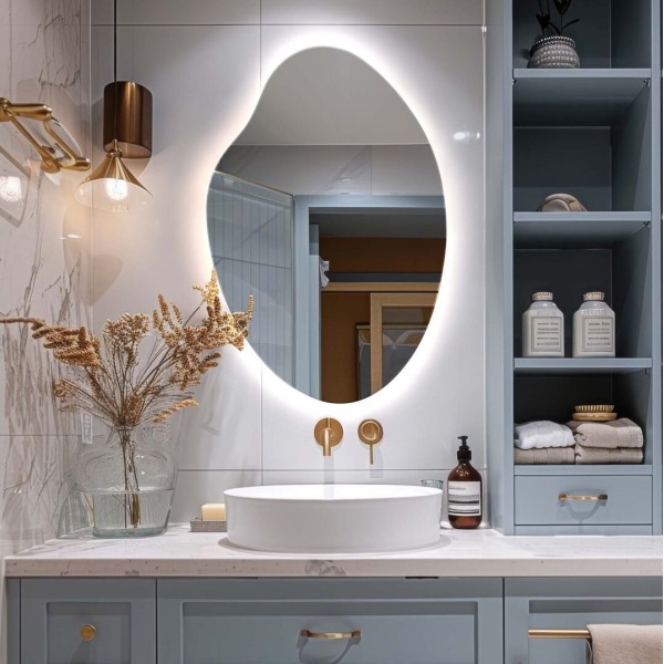 Espejo Asimétrico Con Luz Integrada Para Baño