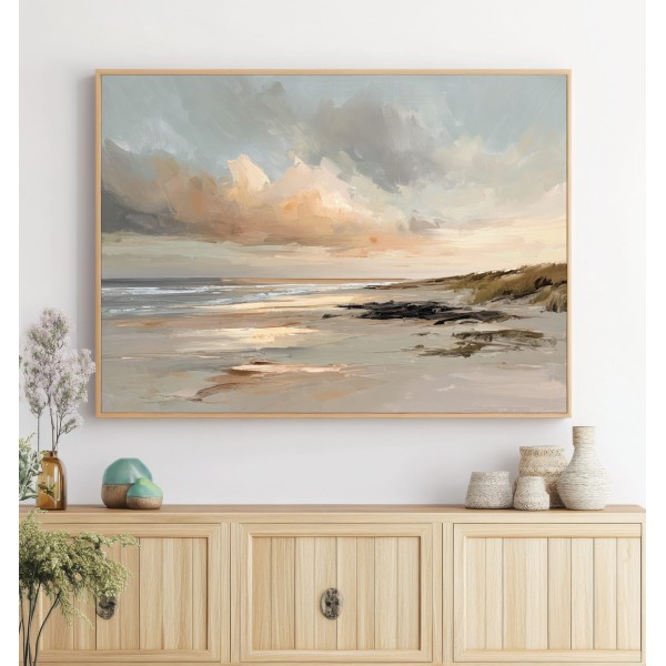 Cuadro Grande Playa Abstracta Golden Shoreline