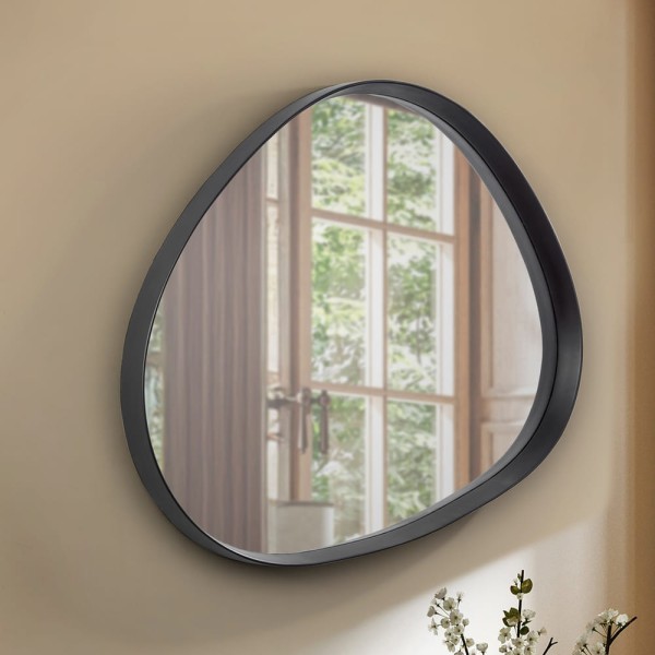 Espejo Forma Irregular Marco Negro Para Recibidor