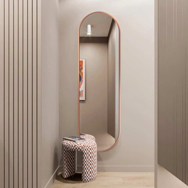 Espejo Ovalado Grande Marco Cobre Para Vestidor Moderno