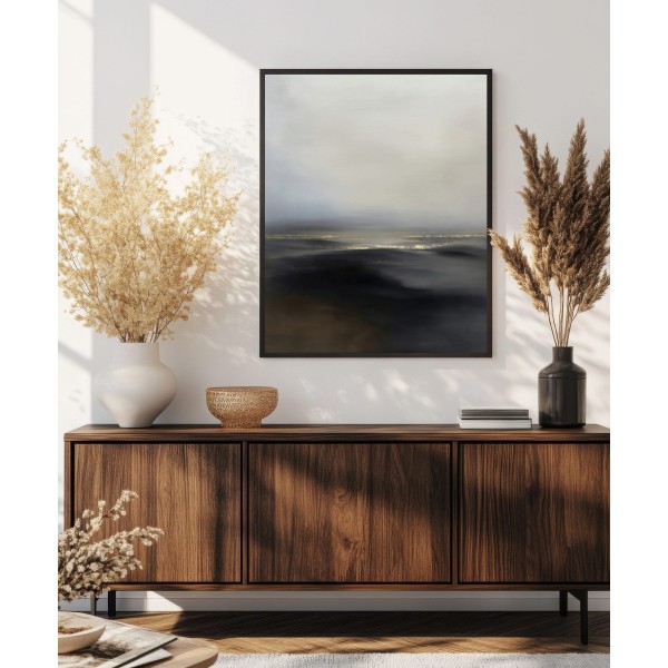 Cuadro Abstracto Minimalista Horizonte Dorado