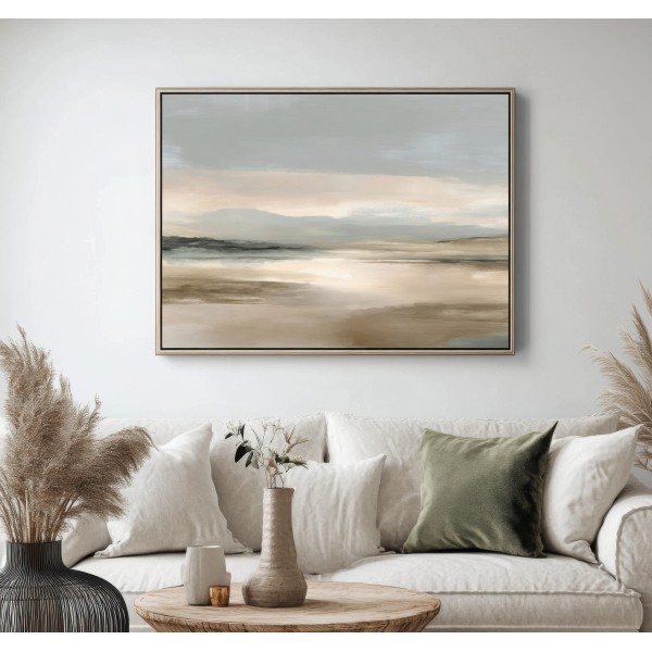 Horizonte Sereno Cuadro Abstracto En Tonos Tierra Y Beige