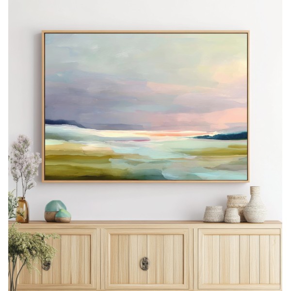 Horizonte Pastel Cuadro Abstracto En Tonos Suaves Y Luminosos