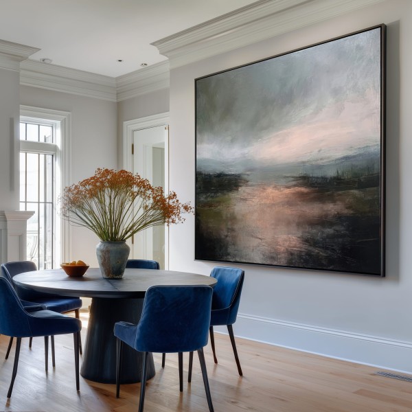 Cuadro Abstracto Para Salón Horizonte De Bronce