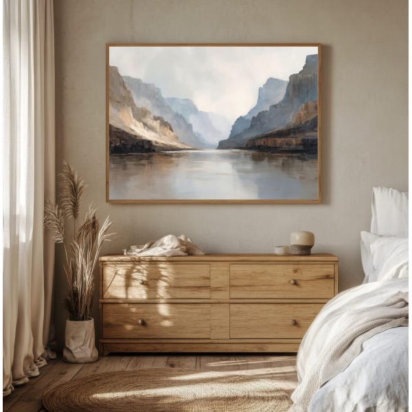 Cuadro Paisaje Abstracto en Tonos Neutros y Luz Suave