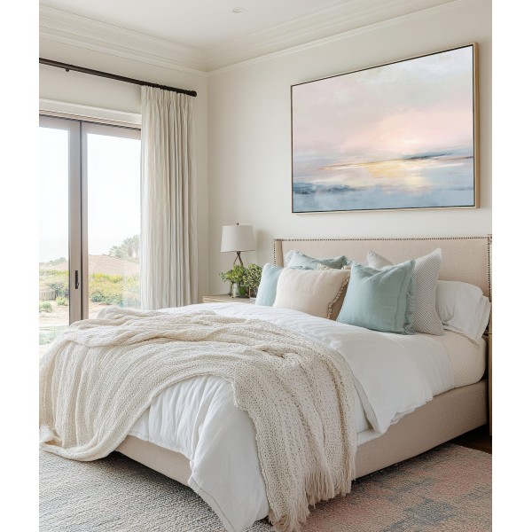 Cuadro Abstracto Minimalista Tonos Pastel Para Dormitorio