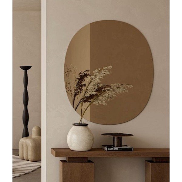 Espejo Ovalado Bronce De Diseño Elegante Para Recibidor