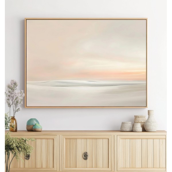 Cuadro Dormitorio Minimalista Paisaje Suave en Tonos Beige