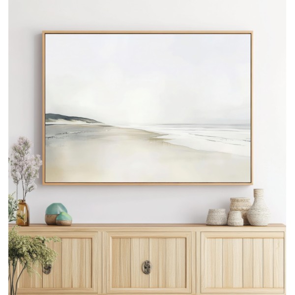Cuadro Playa Minimalista Paisaje Costero en Tonos Neutros
