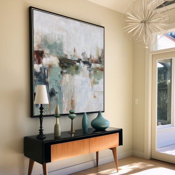 Cuadro Abstracto Grande Para Entrada Tonos Tierra