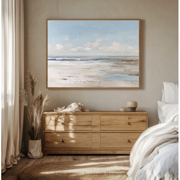 Cuadro Playa Minimalista Azul Y Beige Estilo Nórdico