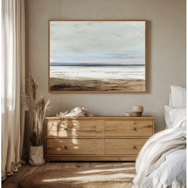 Cuadro Relajante Playa Beige y Azul Minimalista