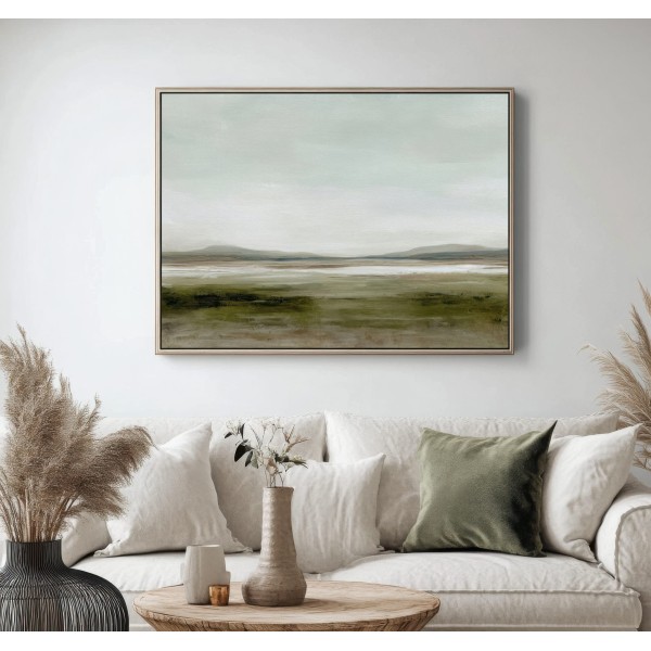 Cuadro Paisaje Minimalista Verde Oliva y Beige
