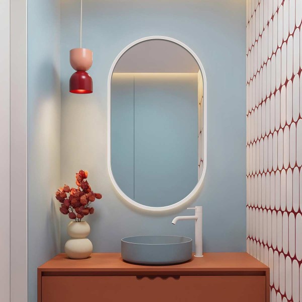 Espejo Marco Blanco Para Baño Moderno