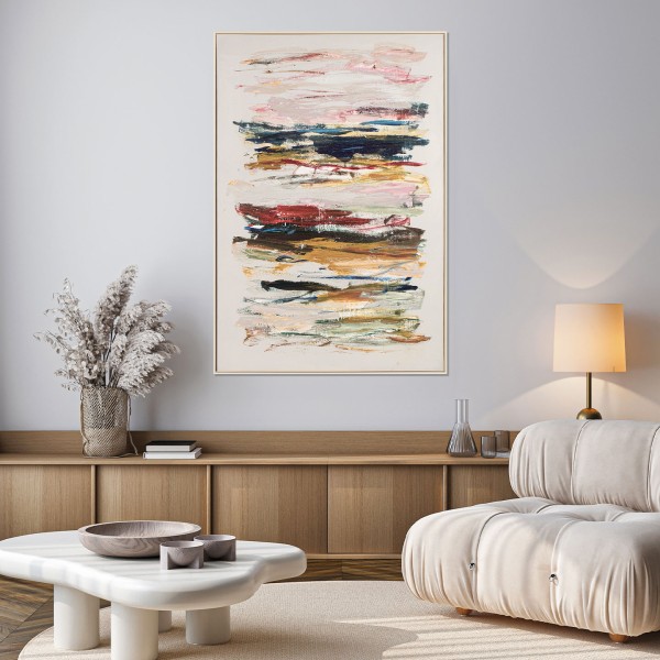 Cuadro Abstracto Para Salón Moderno Con Pinceladas Multicolor Limen