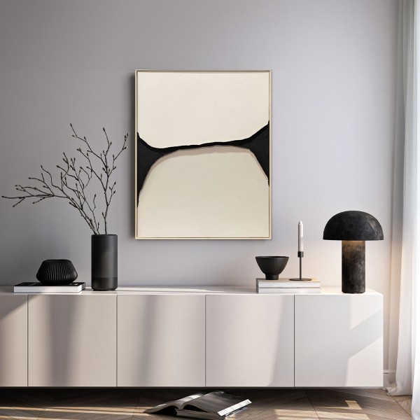 Cuadro Minimalista Para Salón Moderno En Blanco Y Negro Flow